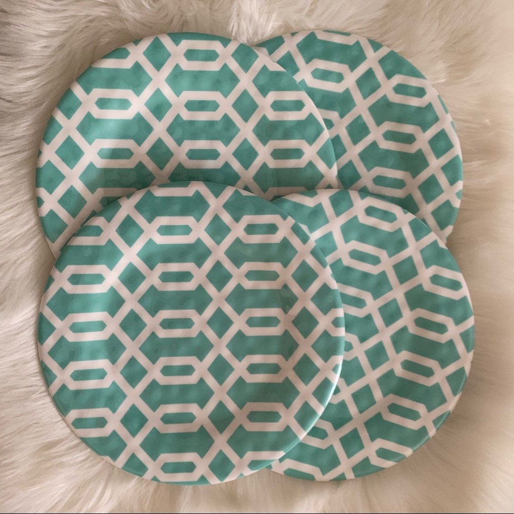 Trellis Melamine Plate Set. NWT